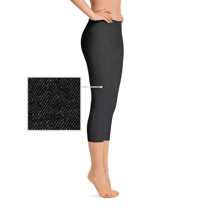 Black Denim Jean 249 Capri Leggings