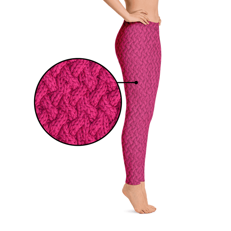 Magenta Lattice Knit Leggings