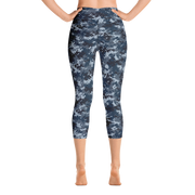 Blue Camo Pixel Capri Yoga Pants