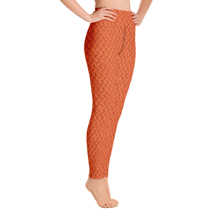 Orange Lattice Knit Yoga Pants