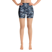 Blue Camo Pixel Yoga Shorts