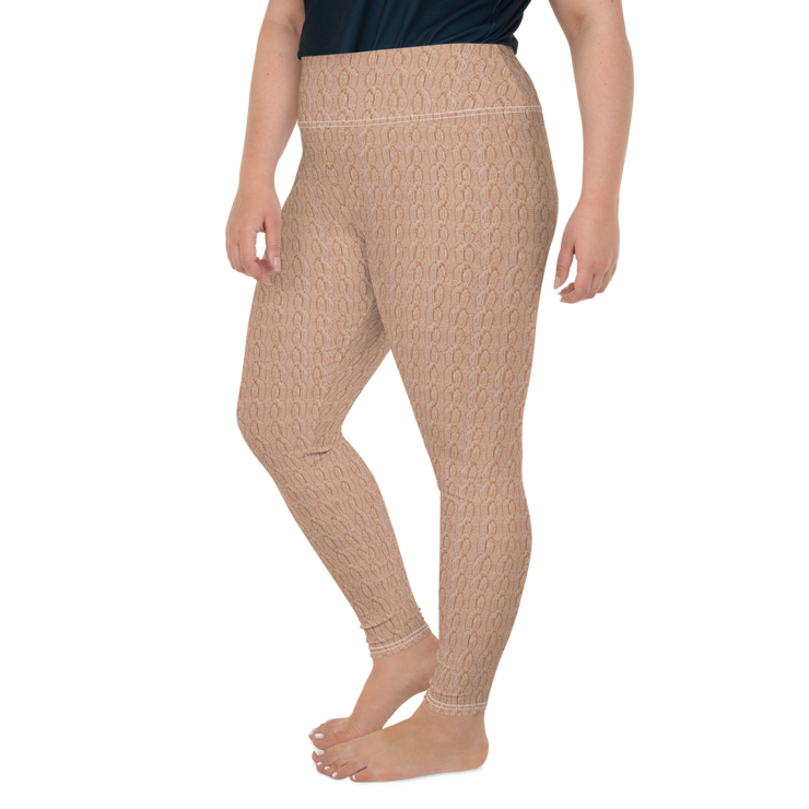 Peach Cable Knit Plus Size Leggings