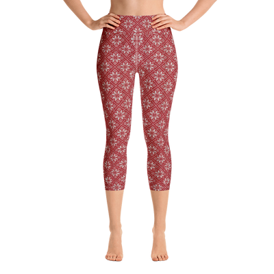 Scarlet Snowflake Capri Yoga Pants