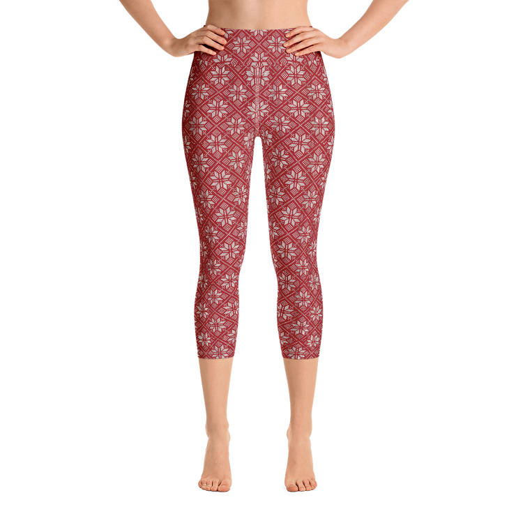 Scarlet Snowflake Capri Yoga Pants