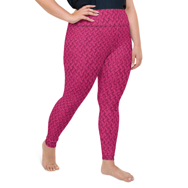 Magenta Lattice Knit Plus Size Leggings