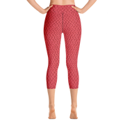 Red Lattice Knit Capri Yoga Pants