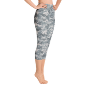 Grey Camo Pixel Capri Yoga Pants