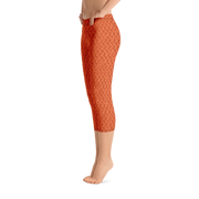 Orange Lattice Knit Capri Leggings