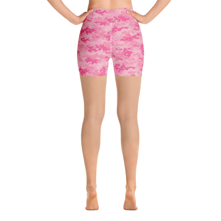 Pink Camo Pixel Yoga Shorts