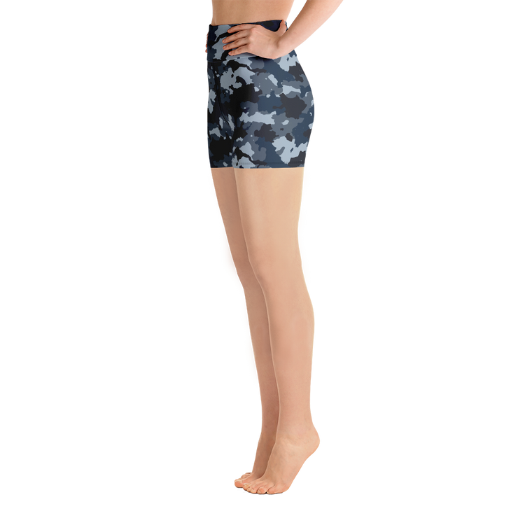 Blue Camo Yoga Shorts