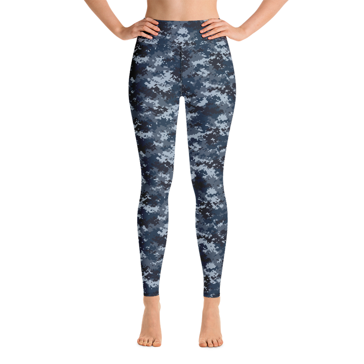 Blue Camo Pixel Yoga Pants