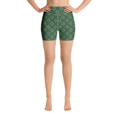 Forest Snowflake Yoga Shorts