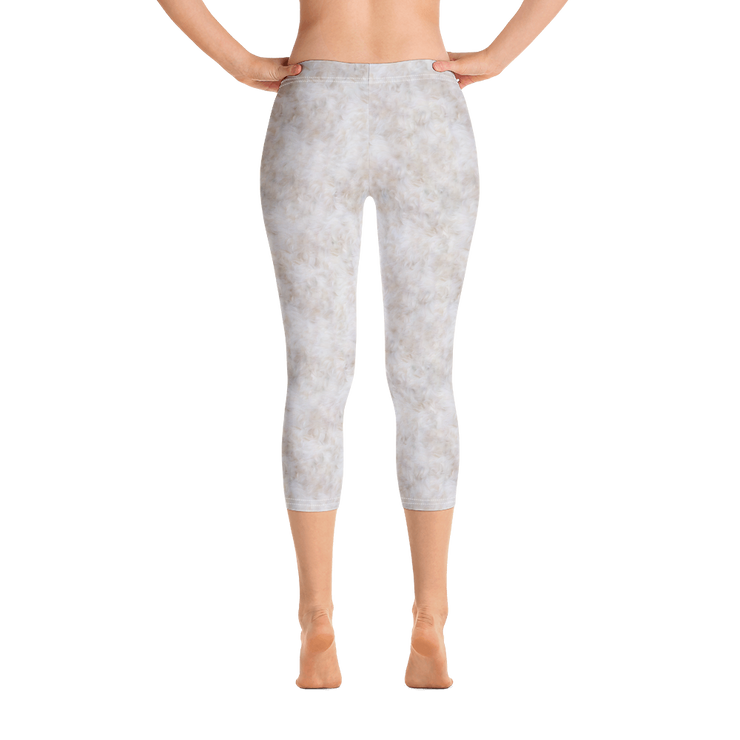 White Fur Capri Leggings