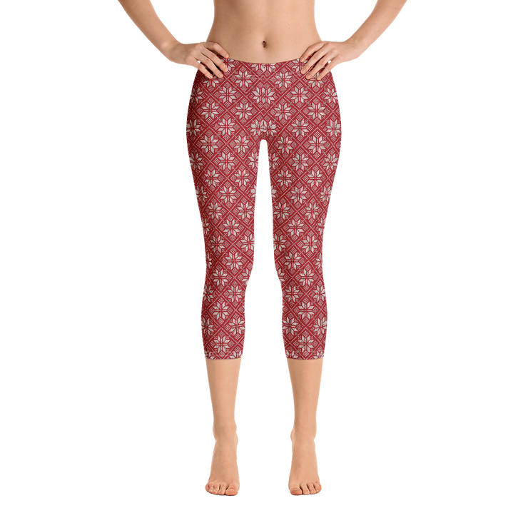 Scarlet Snowflake Capri Leggings