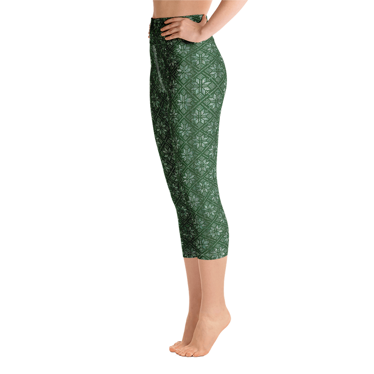 Forest Snowflake Capri Yoga Pants