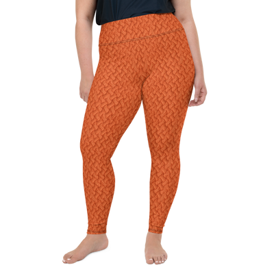 Orange Lattice Knit Plus Size Leggings