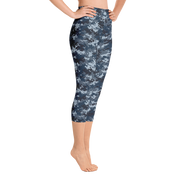 Blue Camo Pixel Capri Yoga Pants