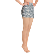 Grey Camo Pixel Yoga Shorts