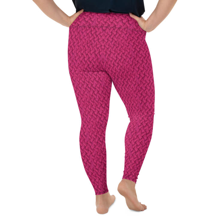 Magenta Lattice Knit Plus Size Leggings