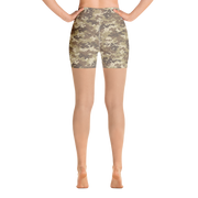 Brown Camo Pixel Yoga Shorts