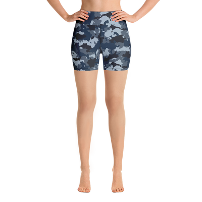 Blue Camo Yoga Shorts