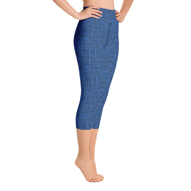 Blue Bouclé Capri Yoga Pants