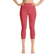 Red Lattice Knit Capri Yoga Pants