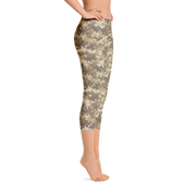 Brown Camo Pixel Capri Leggings