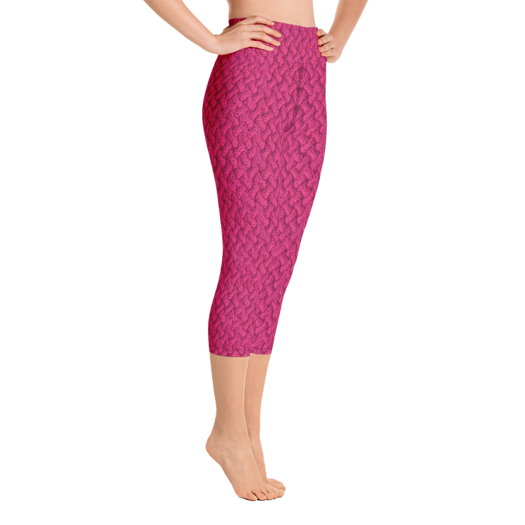 Magenta Lattice Knit Capri Yoga Pants