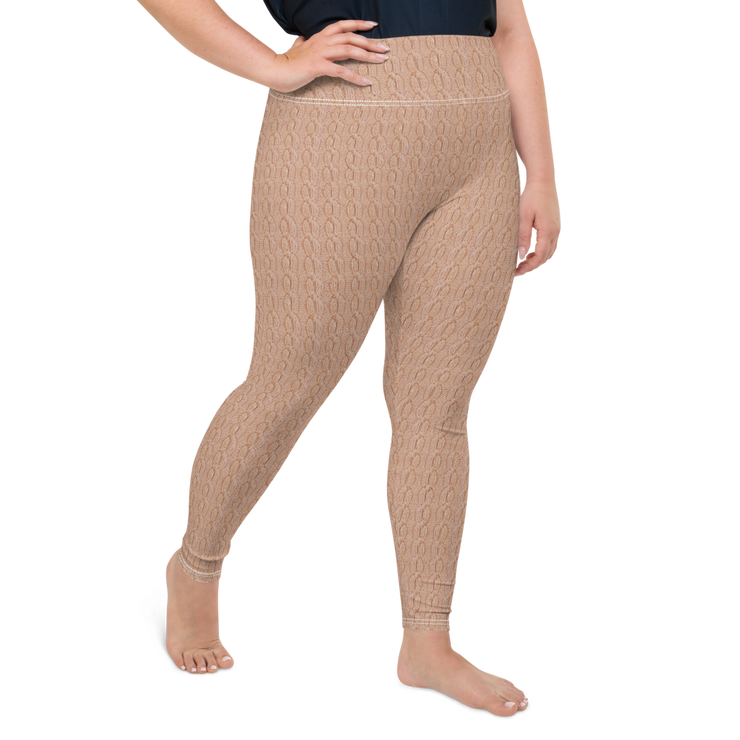 Peach Cable Knit Plus Size Leggings