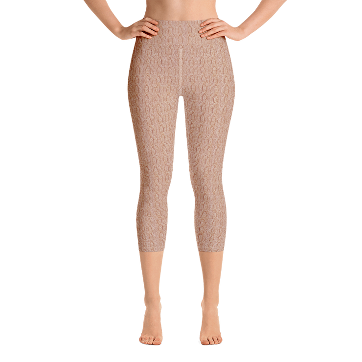 Peach Cable Knit Capri Yoga Pants