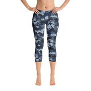 Blue Camo Capri Leggings