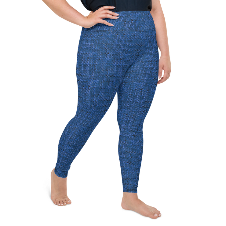 Blue Bouclé Plus Size Leggings