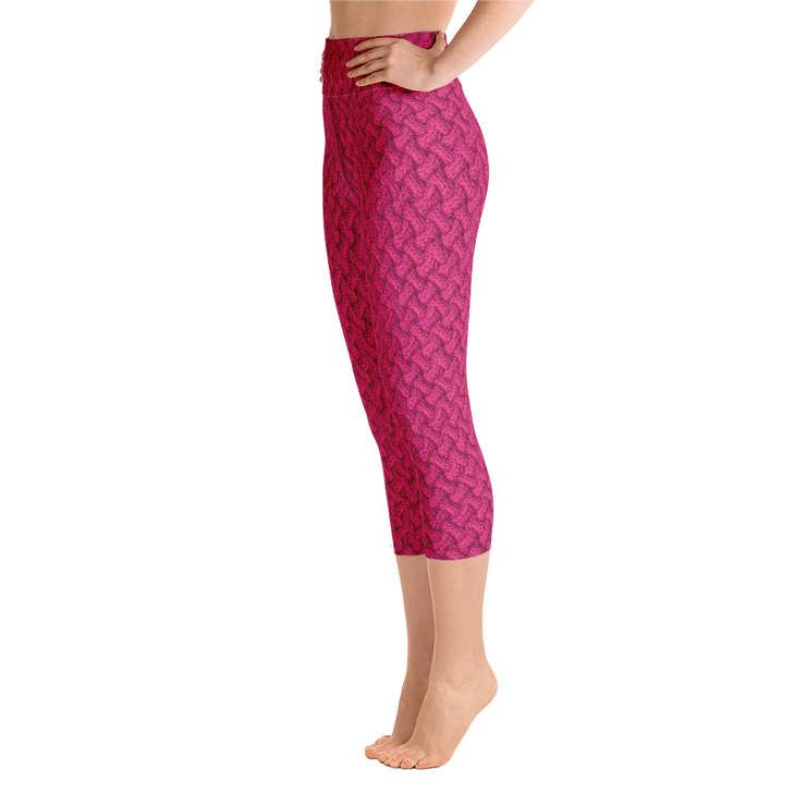 Magenta Lattice Knit Capri Yoga Pants