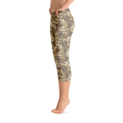 Brown Camo Pixel Capri Leggings