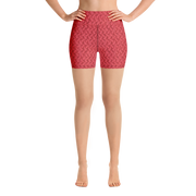 Red Lattice Knit Yoga Shorts