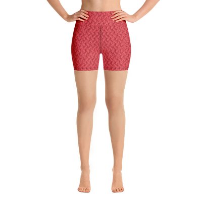 Red Lattice Knit Yoga Shorts