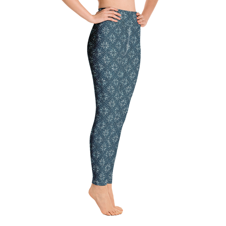 Navy Snowflake Yoga Pants