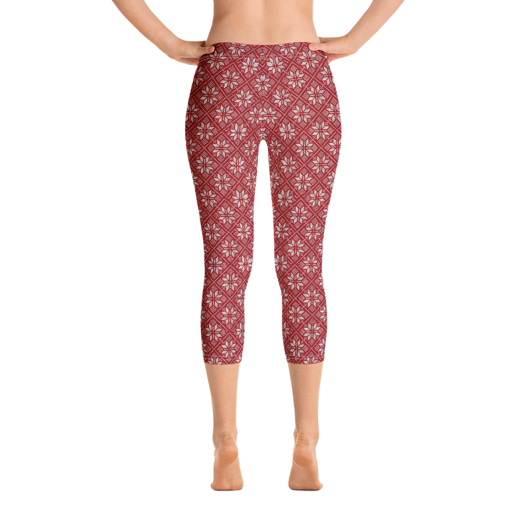 Scarlet Snowflake Capri Leggings