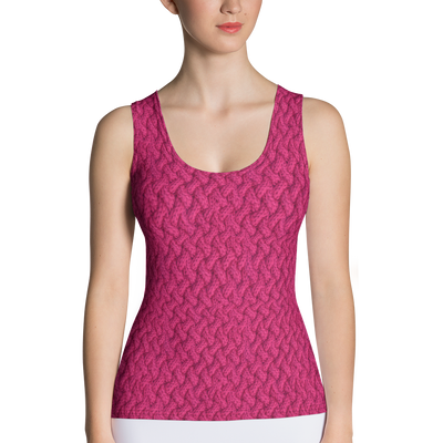 Magenta Lattice Knit Dip Hem Tank Top