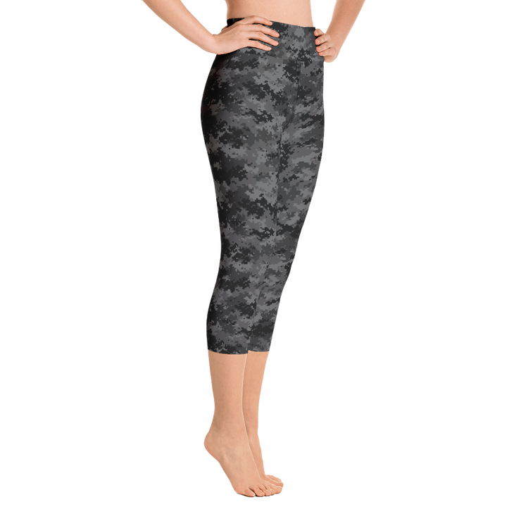 Black Camo Pixel Capri Yoga Pants