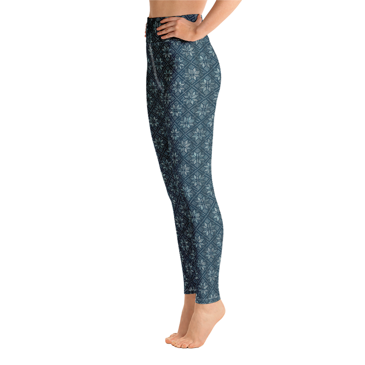 Navy Snowflake Yoga Pants