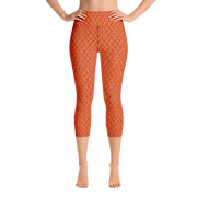 Orange Lattice Knit Capri Yoga Pants