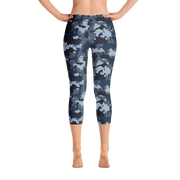 Blue Camo Capri Leggings