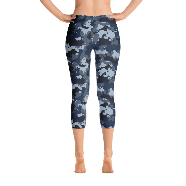 Blue Camo Capri Leggings