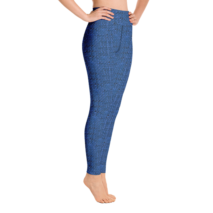 Blue Bouclé Yoga Pants