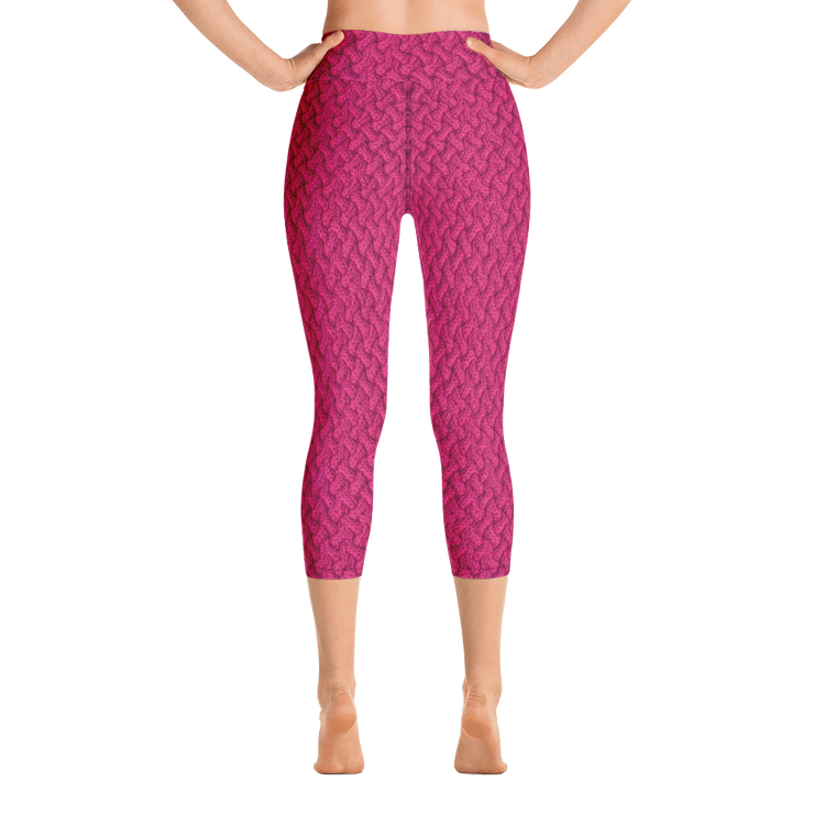 Magenta Lattice Knit Capri Yoga Pants