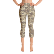 Brown Camo Pixel Capri Yoga Pants