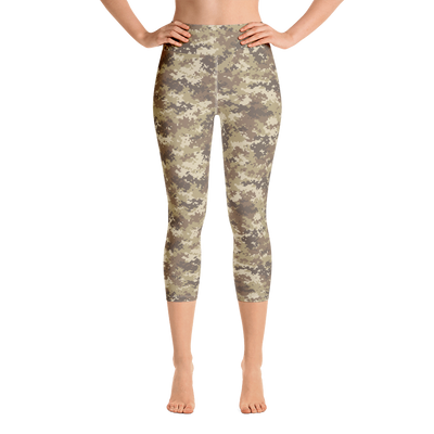 Brown Camo Pixel Capri Yoga Pants