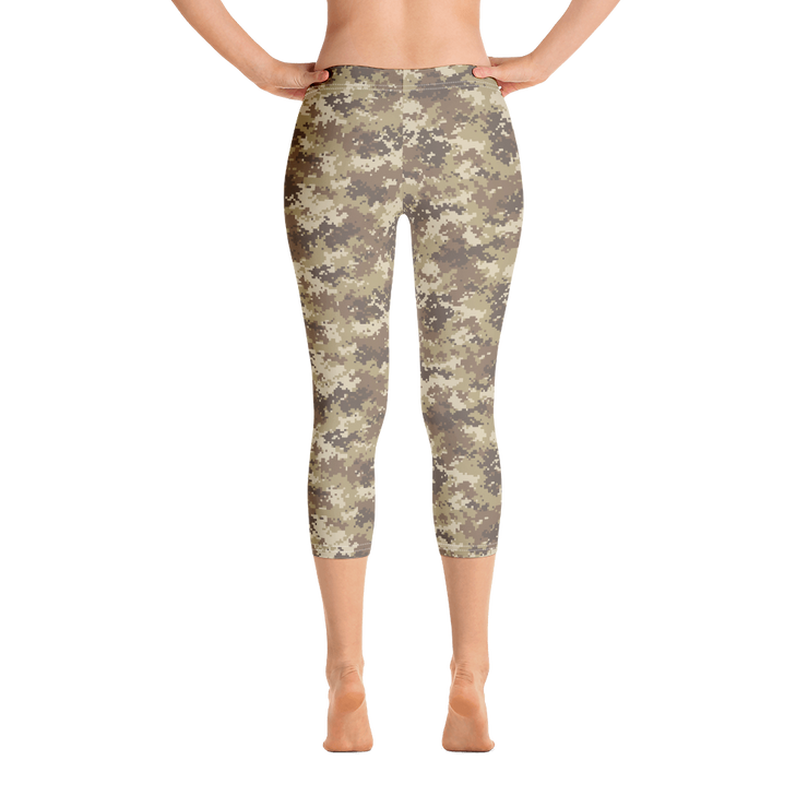 Brown Camo Pixel Capri Leggings